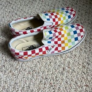 Rainbow Checkered Slip-on Vans